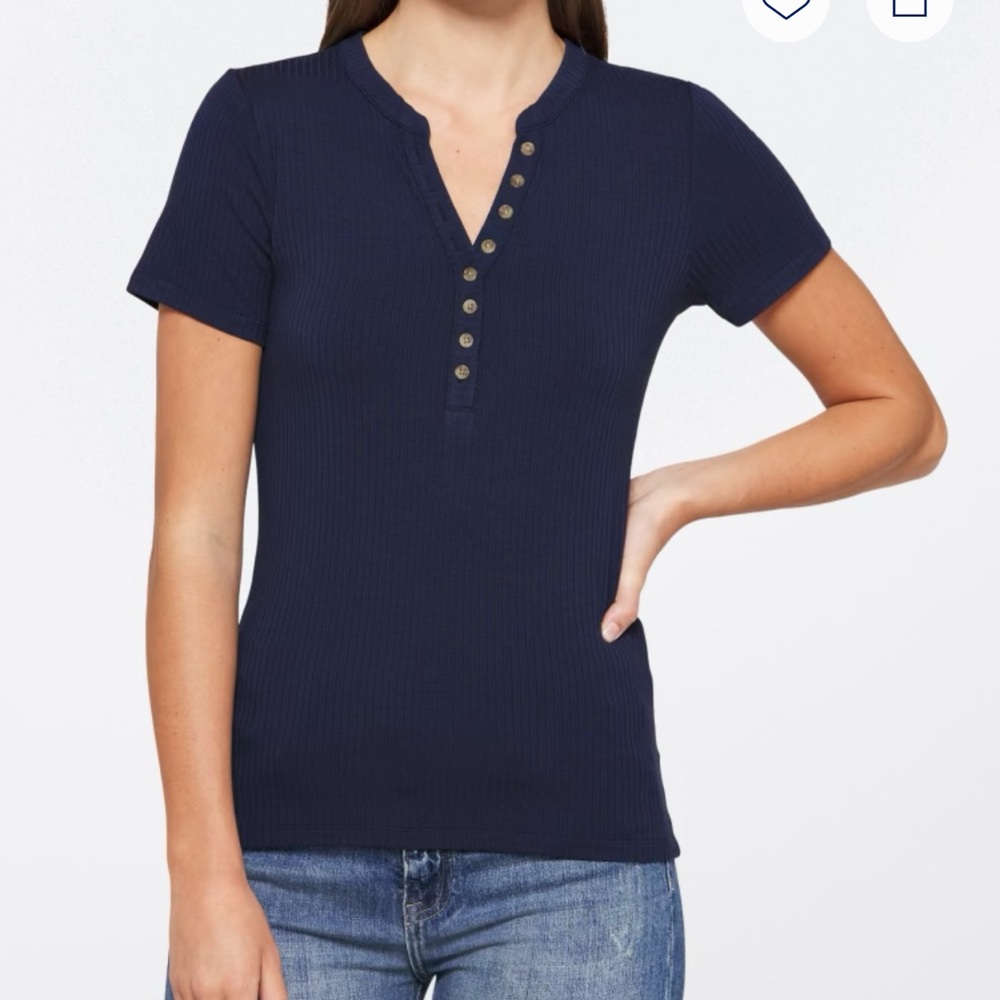 Market & Spruce Navy Short Sleeve Top
